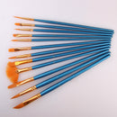 Mrosaa 12Pcs/Set Watercolor Gouache Paint Brushes Different Shape Round Pointed Tip Nylon Hair Painting Brush Set Art Supplies