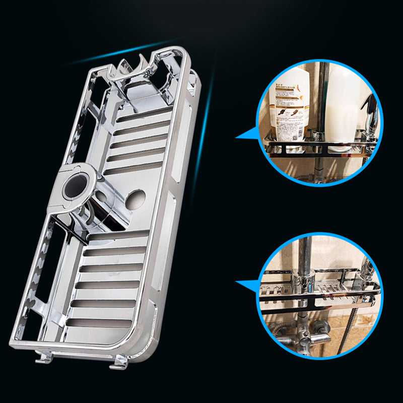 Bathroom Pole Drain Shelf Shower Storage Rack Organizer Tray Holder Shower Pole Fixing Storage