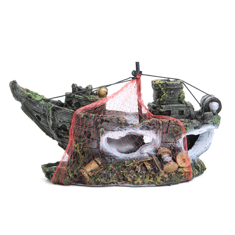 Aquarium Ornament Wreck Sailing Boats Sunk Ship Destroyer Fish Tank Cave Decor Model