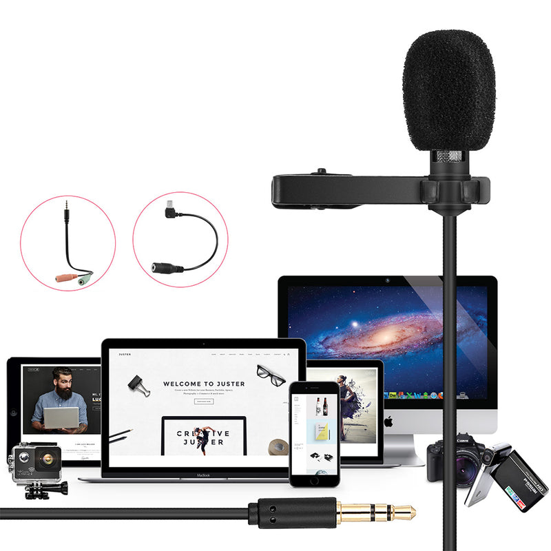 Yanmai R955 Lavalier Omnidirectional Double Condenser Microphone Clip-on Lapel Condenser Microphone For Gopro Camera Phones