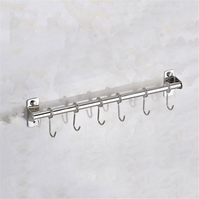 Stainless Steel Pipe Wall Mount Kitchen Storage Rack Pot Lid Holder Spoon Hook