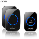 CACAZI A10 A10 Wireless Doorbell Waterproof 100-240V 300M Range Music Door Bell Home 60 Chimes Door Ring 2 Receiver 1 Transmitter