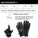 Touch Screen Gloves Zipper Thermal Winter Sports Skiing Warm Mittens PU Leather Black