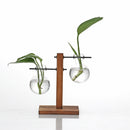 Hydroponic Plant Display Bulb Vase In Wooden Flower Pots Plant Glass ContainA1M7