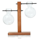 Hydroponic Plant Display Bulb Vase In Wooden Flower Pots Plant Glass ContainA1M7
