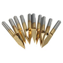 10pcs 3.175mm Shank 30 Degree 0.2mm PCB Engraving Bit Titanium Coated Carbide CNC Cutter Bits