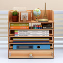 Wooden File Books Holder Bookshelf Desktop Organizer Storage Shelf File Tray Pen Pencil Holder Office School Home Supplies