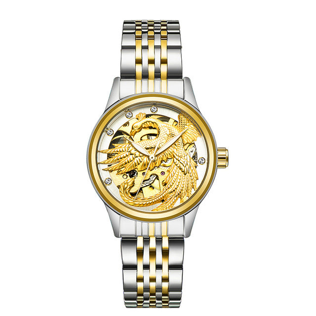 TEVISE 9006 3D Phoenix Dial Display Automatic Mechanical Watch Full Steel Waterproof Unisex Watch