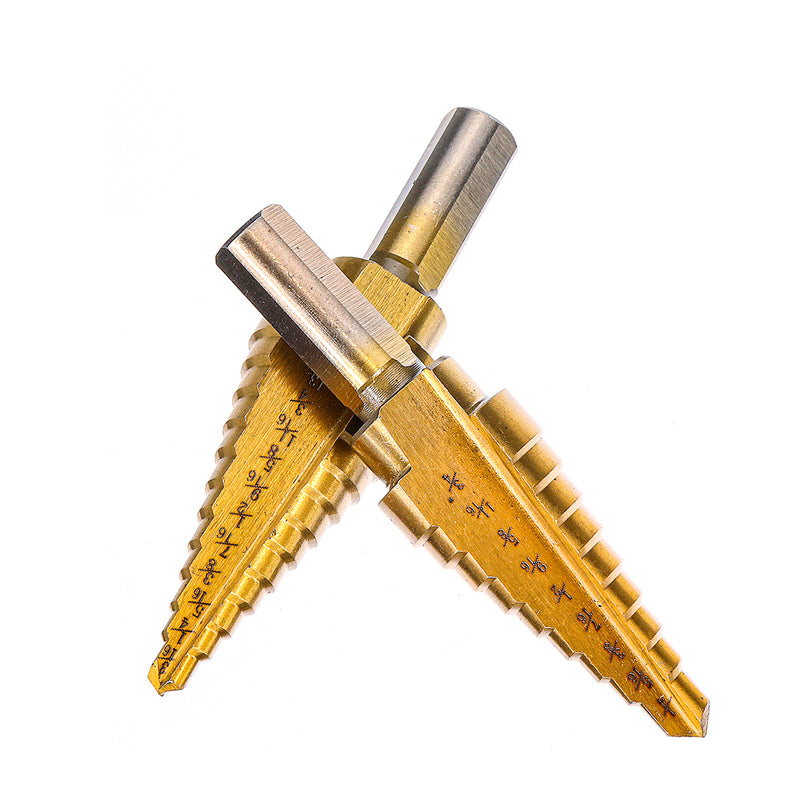 6Pcs Titanium Drill Bit Set Steel Step Drill Bits Cone Multiple Hole 50 Sizes with Case Kit