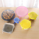 6Pcs Stretch Silicone Kitchen Food Bowl Container Cover Storage Wraps Seals Reusable Lids