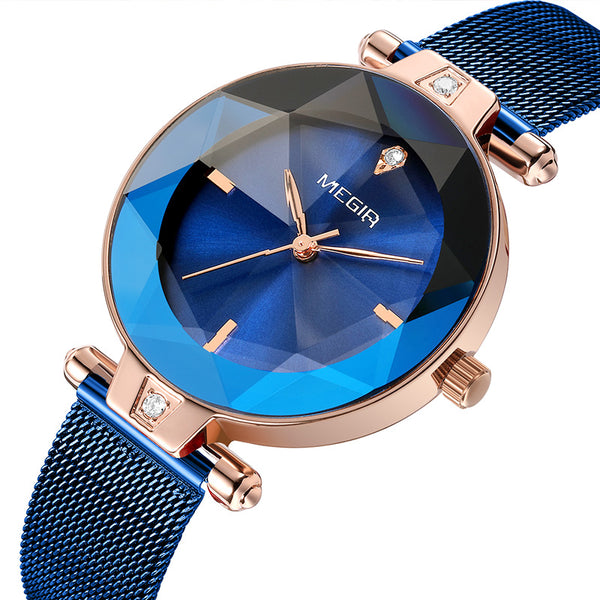 MEGIR 4209 Fashion Cutting Dial Women Watch Light Luxury Waterproof Quartz Watch
