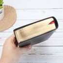 Small vintage ultra-thin leather notepad with gold rim Notebook