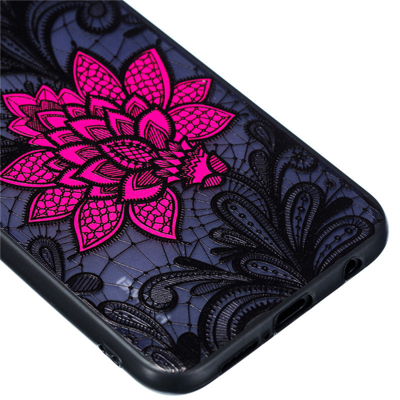 Enkay Emboss Lace Flower Shockproof PC TPU Back Cover Protective Case for Huawei P20 Lite Nova 3E