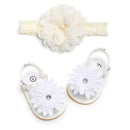 Female Baby Shoes Baby Shoes Girls Baby Shoes Soft Bottom Non-slip Toddler Shoes With Hair Band Headwear 2 Sets