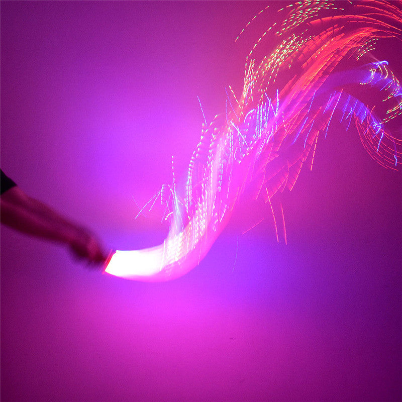 LED Fiber Optic Whip Strip Light 360 RGB Multi-Mode Flashlight Show Music Dance Festival Battery Operated