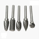 Drillpro RB13 5pcs 12mm Head Tungsten Carbide Rotary File Burr Die 6mm Shank for Rotary Drill