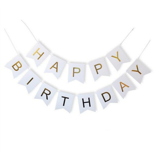 1 SET Paper Happy Birthday Party Bunting Banner Decorations Hanging Pastel Flags Party Decora