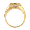 Fashion Gold Titanium Steel Finger Ring Rhinestone Free-Mason Logo Jewelry Gift for Men