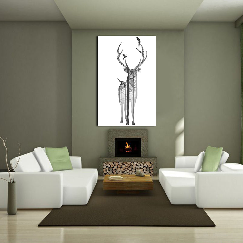 Miico Hand Painted Oil Paintings Simple Style Deer Family B Wall Art For Home Decoration Painting