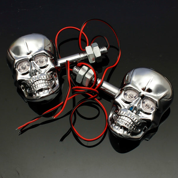 4pcs 12V 0.5W Skeleton Turn Signal Light Motorcycle Skull Head Indicator Lamp