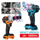 Universal 320N.m Cordless Brushless Impact Wrench Driver Electric Screwdriver Adapted To Makita Battery