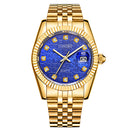 LONGBO 80435 Fashion Crystal Dial Full Steel Simple Date Display Waterproof Couple Quartz Watch