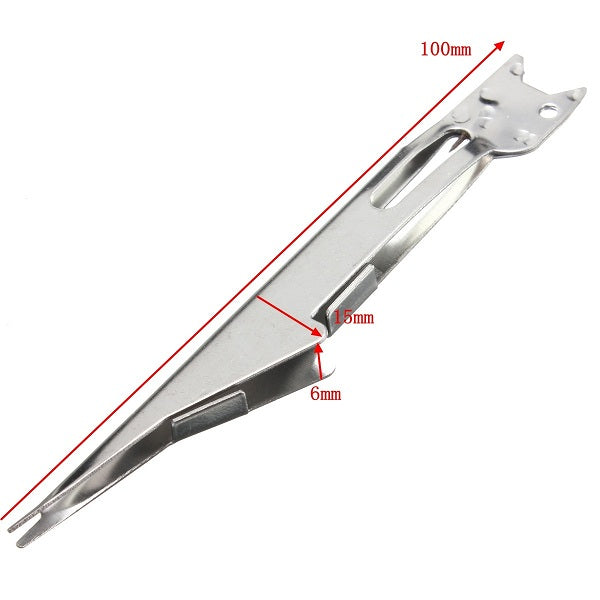 Tie Fast Knot Tying Tool Fly Fish Fishing Line Tyer With Hook Eye Cleaner Silver