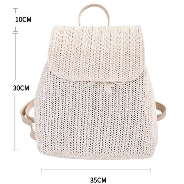 Fashion Straw Woven Backpack Ladies Shoulder Bag Summer Girl Backpack Femal X9J1
