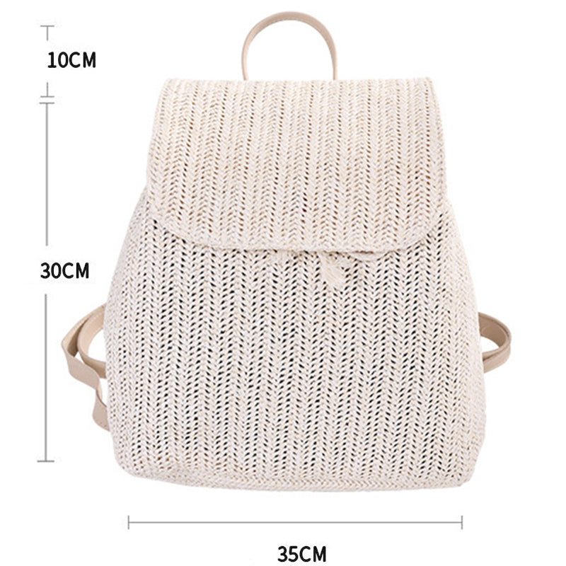 Fashion Straw Woven Backpack Ladies Shoulder Bag Summer Girl Backpack Femal X9J1