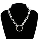 Gothic Chain Choker Necklace Circle Rock Statement Necklace For Women Goth