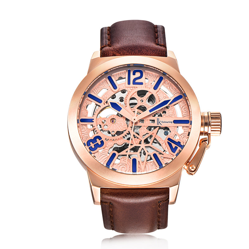 IK COLOURING K003 Business Style Male Wristwatch Leather Strap Mechanical Watches