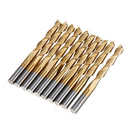 Drillpro 10pcs 3.175mm Shank Titanium Coated Spiral Flat End Milling Cutter Two Flute CNC Milling Cutter