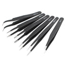 DANIU 6Pcs Safe Anti-static Tweezers Maintenance Repair Nippers Forceps Tools Kit ESD10-15
