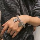Punk Lover'S Lock Pendant Bracelets Bangles Fashion Metal Carved Love Heart