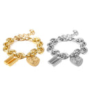 Punk Lover'S Lock Pendant Bracelets Bangles Fashion Metal Carved Love Heart