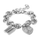 Punk Lover'S Lock Pendant Bracelets Bangles Fashion Metal Carved Love Heart