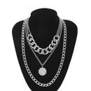 Punk Cuban Choker Necklace Exaggerated Thick Chain Fashion Queen Pendant NecL5P8