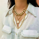Punk Cuban Choker Necklace Exaggerated Thick Chain Fashion Queen Pendant Ne