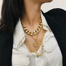 Punk Cuban Choker Necklace Exaggerated Thick Chain Fashion Queen Pendant Ne