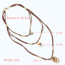 Bohemian Multi-layer Geometric Pendant Necklaces Irregular  Braided Rope Necklace for Women