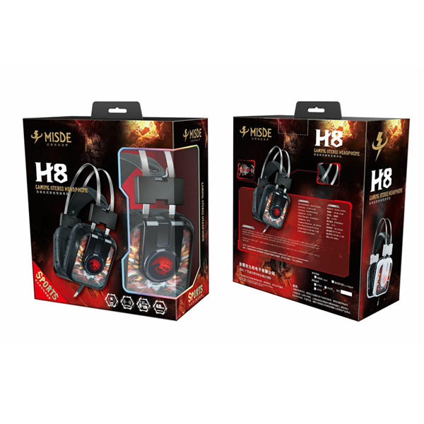 MISDE H8 LED Flashing Universal Gaming Stereo Wired Headphone With Microphone