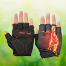 GREEN TEAM MTB Mountain Motocross Cycling Glove Bike Bicycle Sports Antiskid Fire Print Half Finger