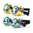 Retro Kaleidoscope Goggles Welding Rivet Punk Gothic Rave Halloween Rainbow Glas