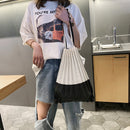 Japanese Style Pleats Please Casual Tote Bag Canvas Large Capacity Me Shoul S1E1