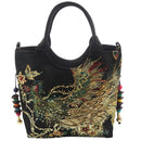 Shiny Sequins Peacock Embroidered Women Canvas Totes Bag, Summer Shopping S W4E3