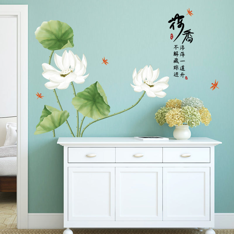 Miico SK9338 Lotus Painting Stickers Living Room And Bathroom Decorative Wall Sticker