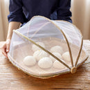 Hand-Knitted Food Tent Basket Dustproof Picnic Basket With Gauze Fruit And