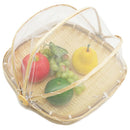 Hand-Knitted Food Tent Basket Dustproof Picnic Basket With Gauze Fruit And
