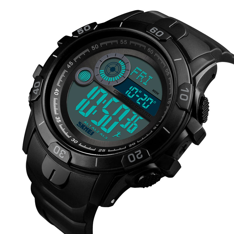 SKMEI 1480 Men Fashion Luminous Display Alarm Clock Compass Calories Distance Modes Smart Digital Watch