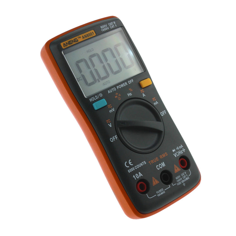 ANENG AN8001 Orange Professional True RMS Digital Multimeter 6000 Counts Backlight AC/DC Ammeter Voltmeter Resistance Capacitance Frequency Tester + Test Lead Set